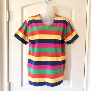 Vintage Bechamel Colorful Striped v neck Shirt